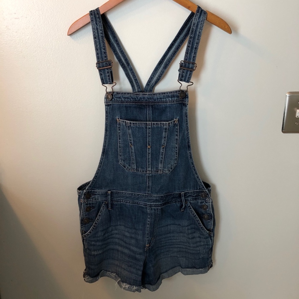 Frayed-hem overalls